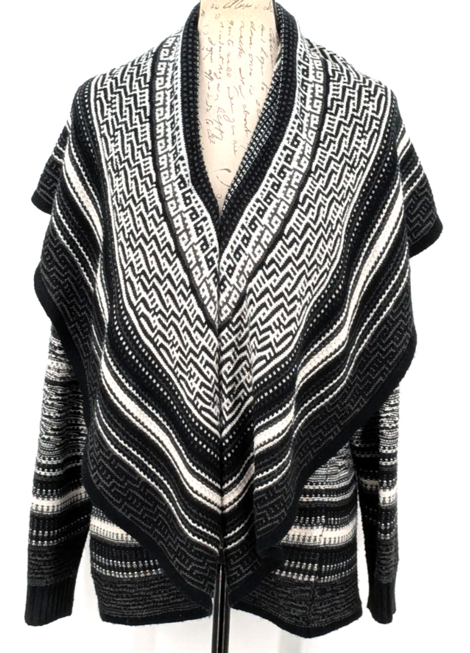 Aztec Stripe Open Front Sweater SIZE XL - Large Shawl Collar - CHARTER CLUB